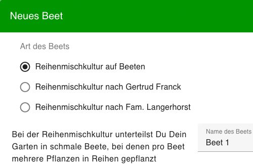 Auswahl der Beet-Art