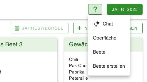 Die Hilfeauswahl geöffnet